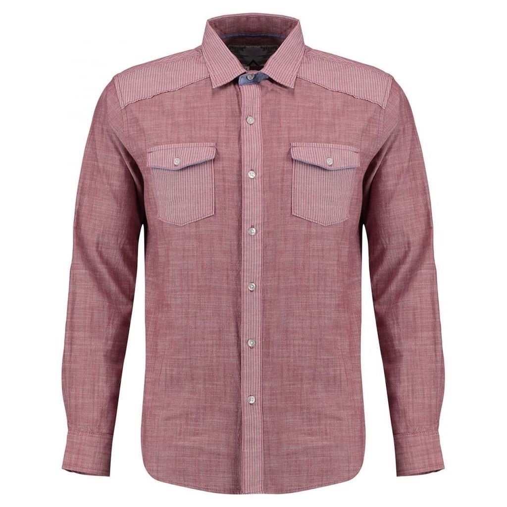 Men's Blue Inc Pink Two Front Pocket Long Sleeve Shirt, Pink