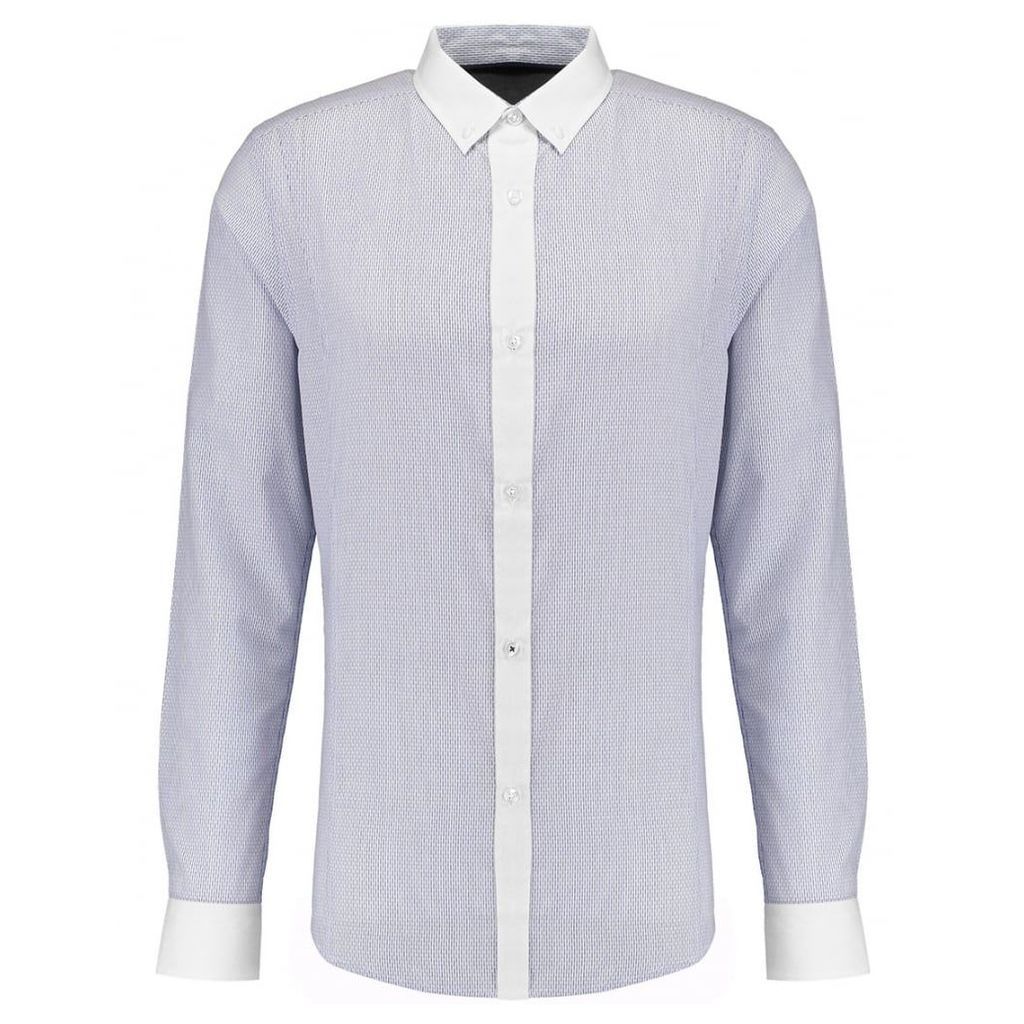 Men's Blue Inc White Long Sleeve Textured Shirt, White