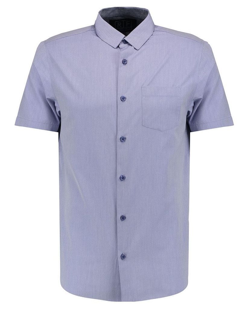 Men's Blue Inc Navy Blue Short Sleeve Textured Formal Shirt, Blue