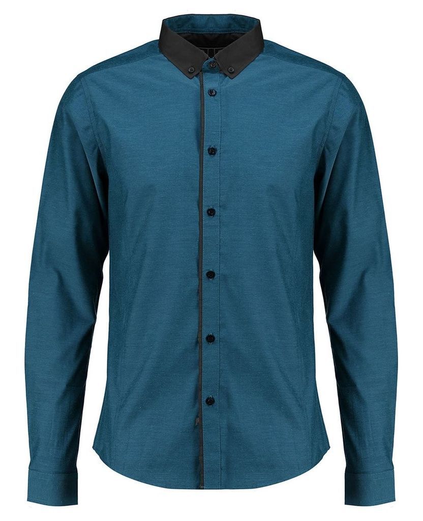 Men's Blue Inc Teal Long Sleeve Tonic Pipe Formal Shirt, Blue