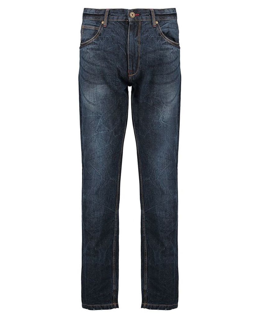 Men's Blue Inc Dark Stone Straight Fit 5 Pocket Denim Jeans, Blue