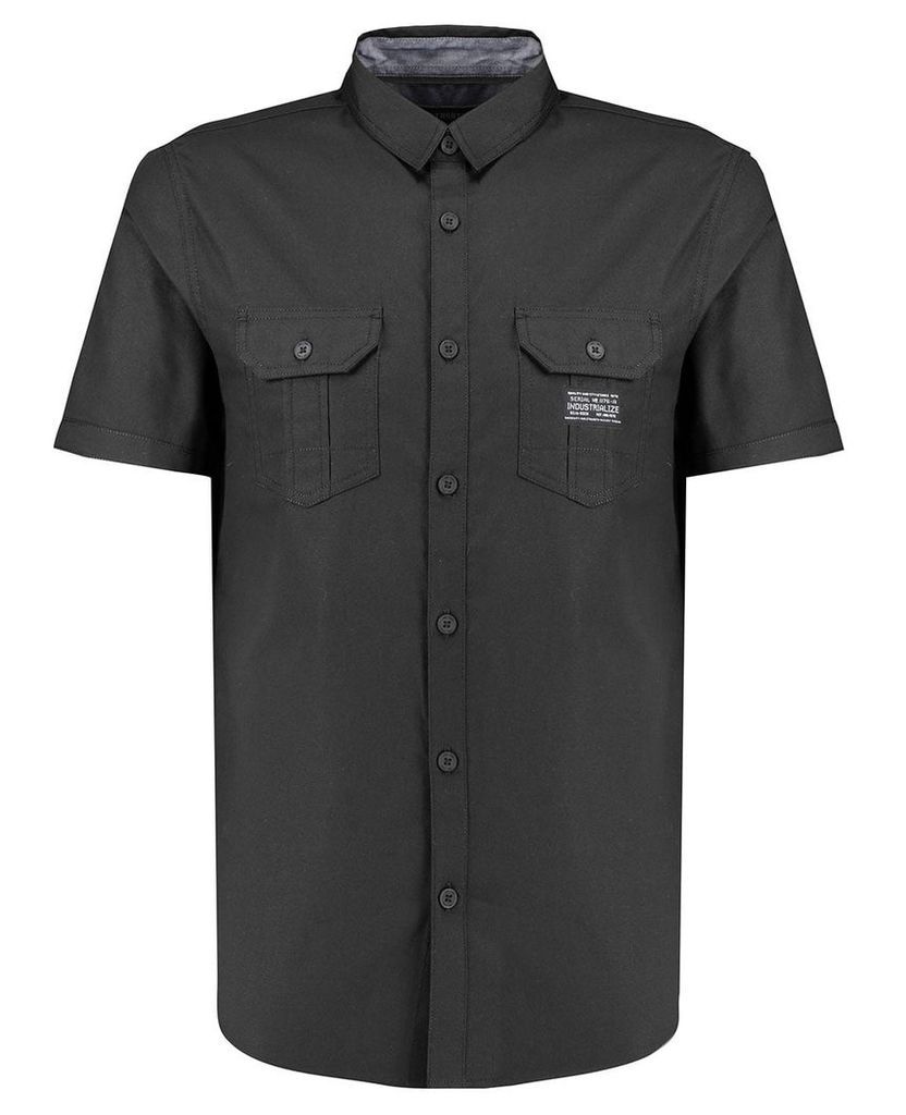 Men's Blue Inc Black Oxford Tech Short Sleeve Shirt, Black