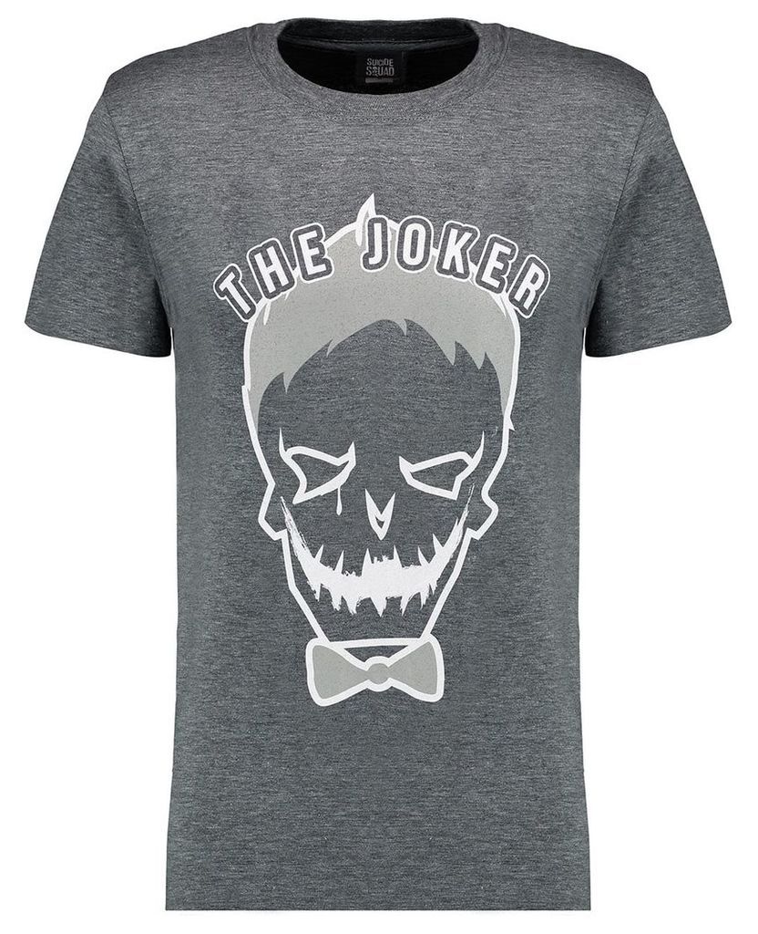 Men's Blue Inc Dark Grey Suicide Squad Joker Symbol Print T-Shirt, Grey