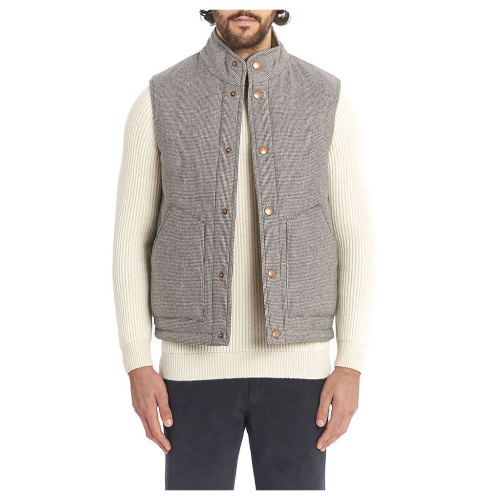 Cashmere Wool Wadded Gilet - Puppytooth