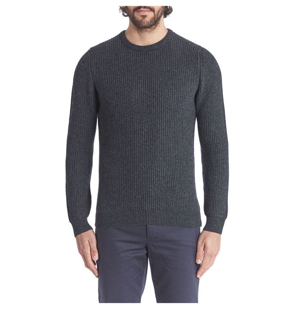 Cashmere Ribbed Crew Neck - Charcoal