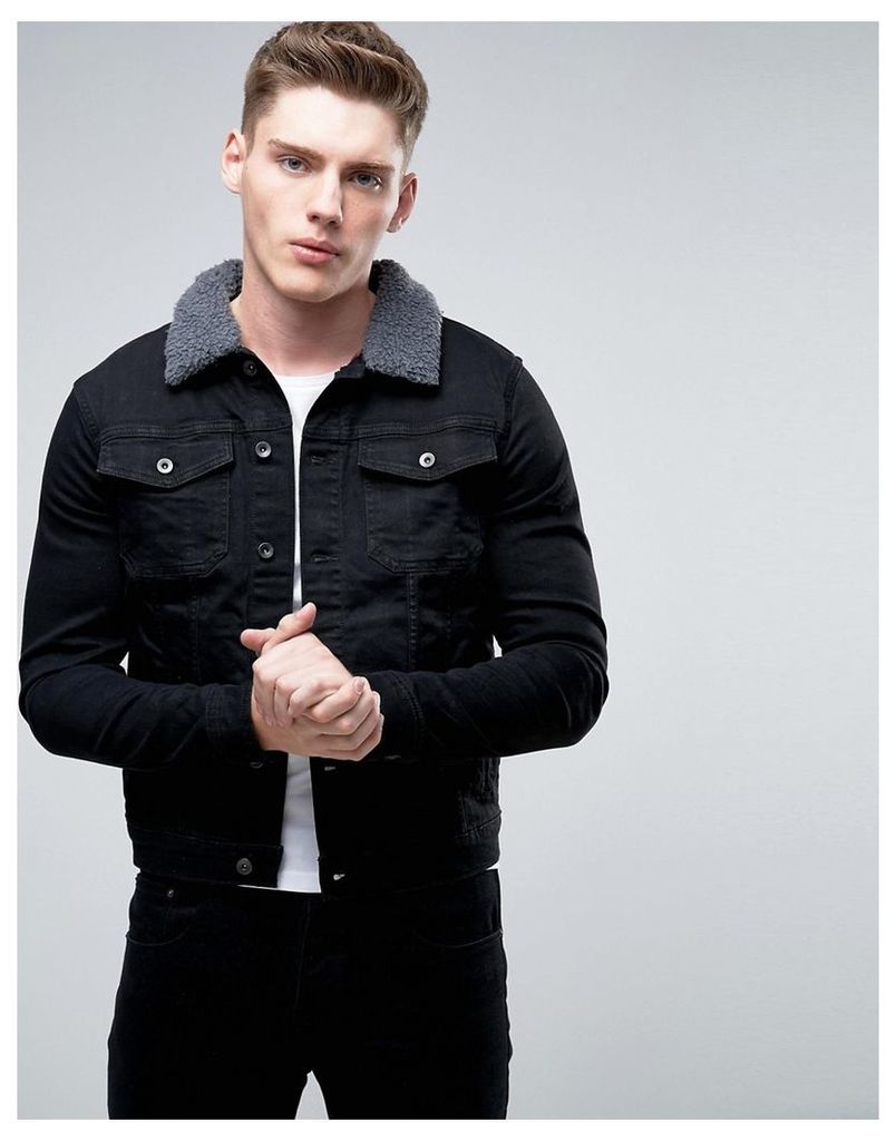 Another Influence 4 Pocket Jacket with Contrast Top Stitch - Black