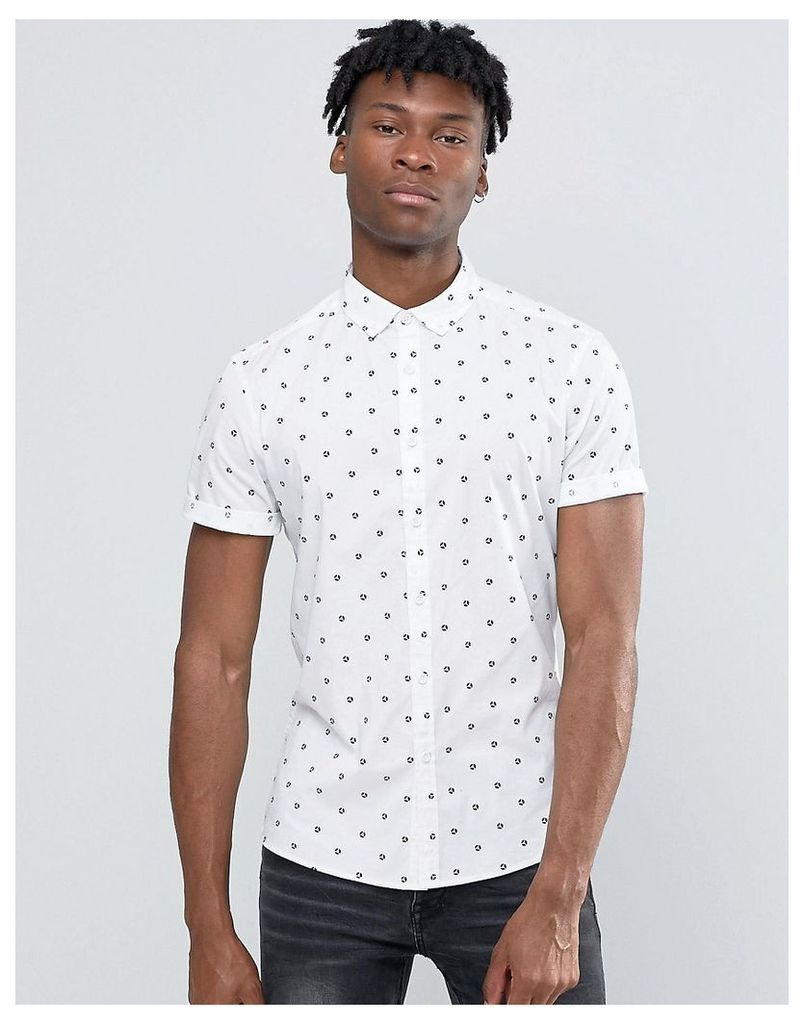 ASOS Abstract Polka Dot Shirt In Skinny Fit - White