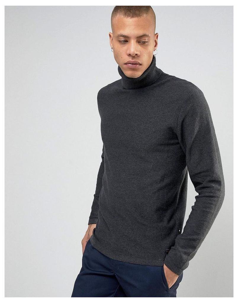 Produkt 100% Cotton Knitted Roll Neck Jumper - Dark grey
