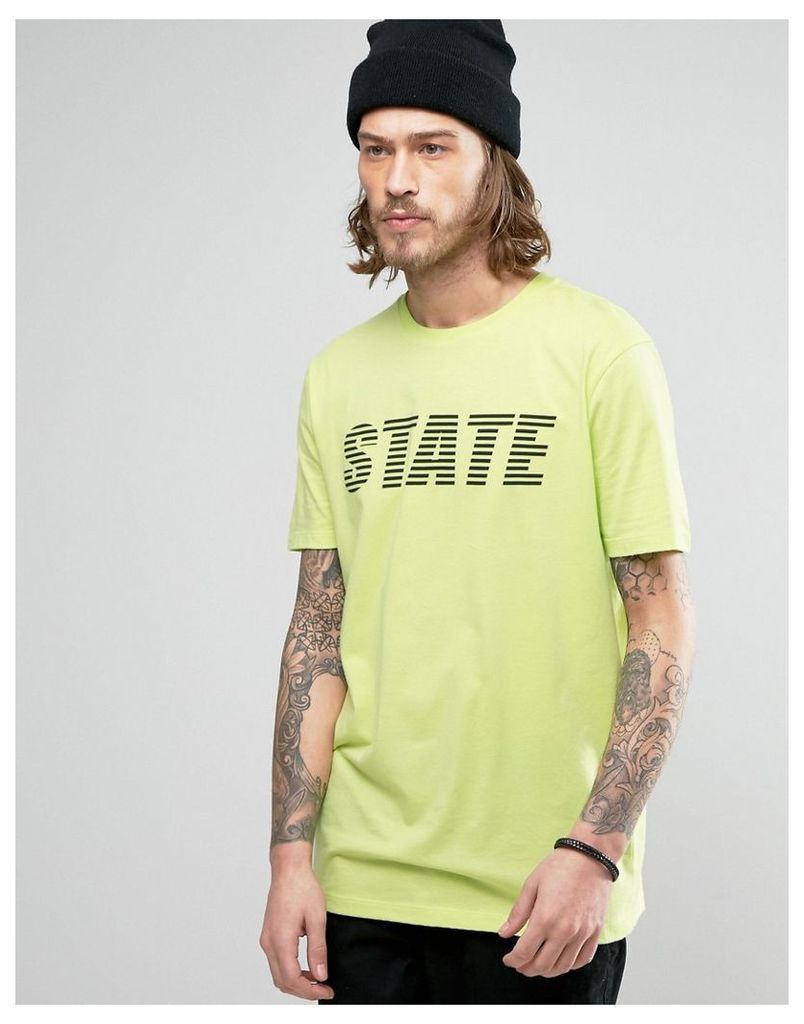 ASOS Longline T-Shirt With State Print - Green