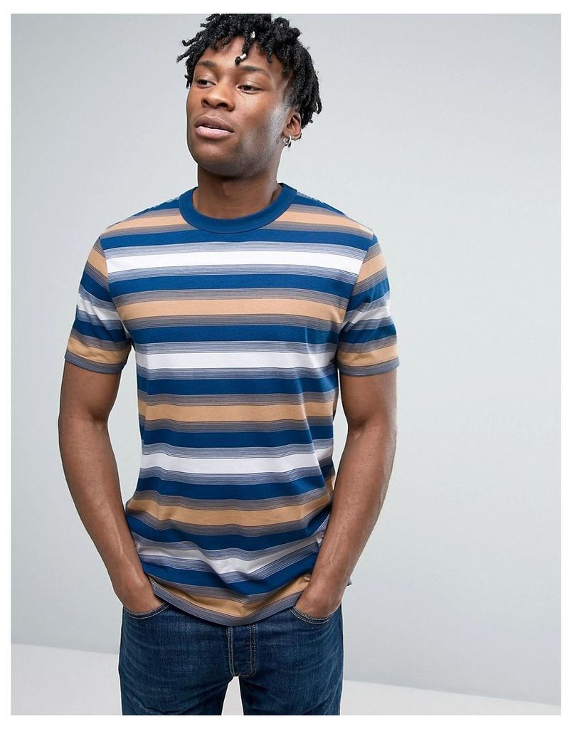 ASOS T-Shirt With Retro Stripe - Blue/white