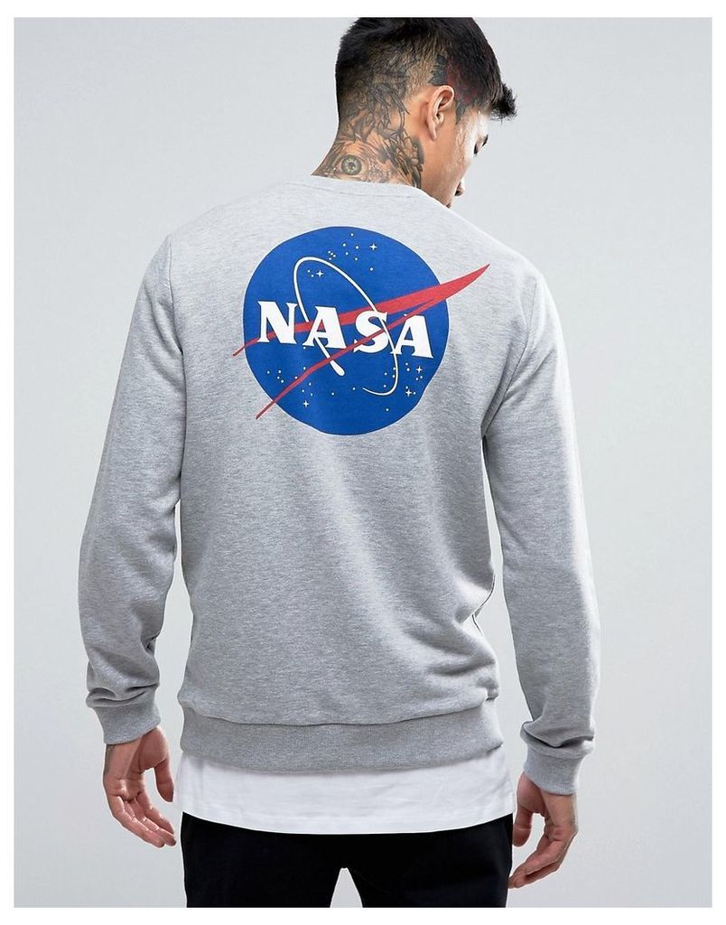 ASOS Sweatshirt With Nasa Print In Grey Marl - Grey marl
