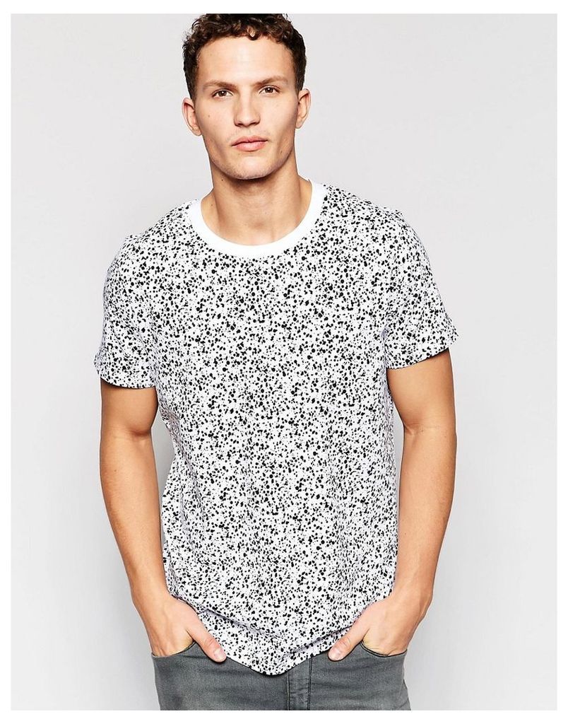Jack & Jones Oversized T-Shirt with All Over Paint Print - White
