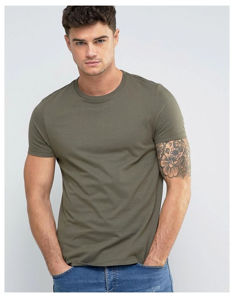 ASOS T-Shirt With Crew Neck In Green - Toad