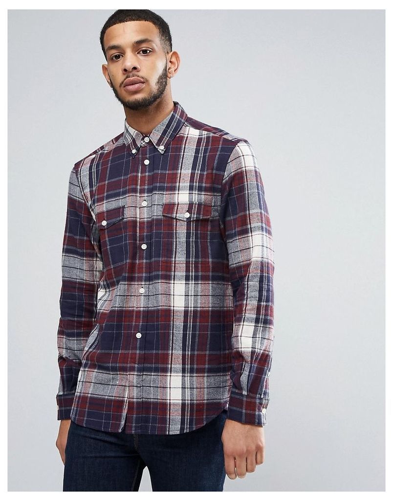 French Connection Flannel Shirt with Double Check Pocket - Red