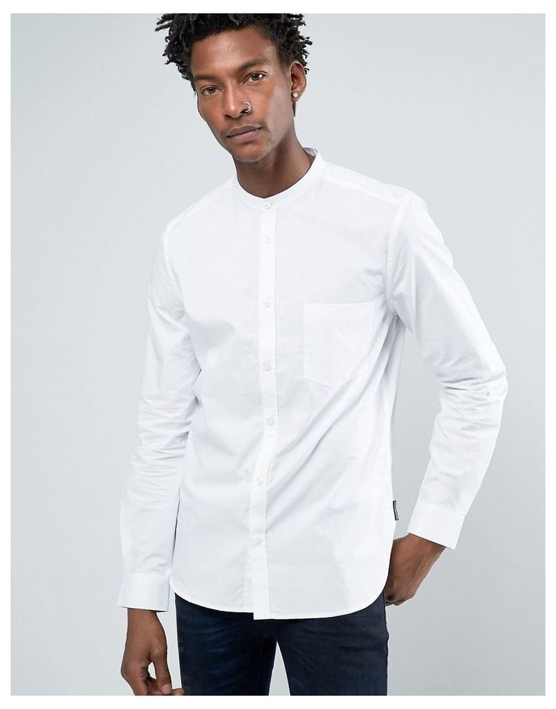 French Connection Grandad Slim Shirt with Pocket in White - White