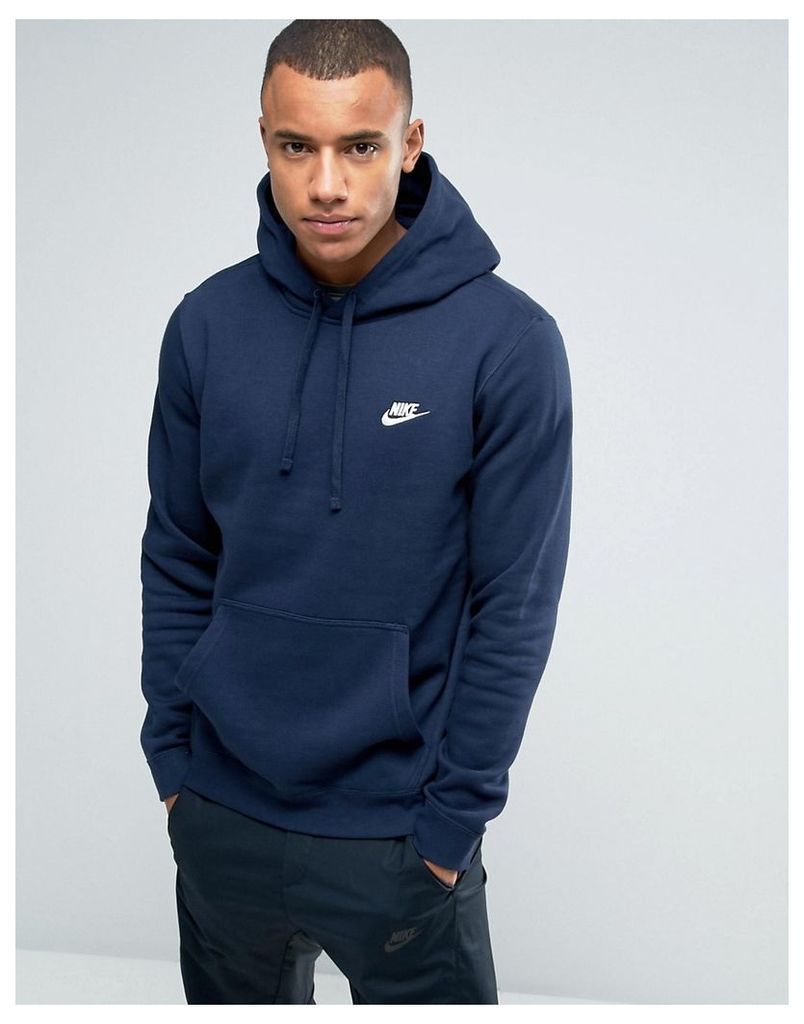 Nike Pullover Hoodie With Swoosh Logo In Blue 804346-451 - Blue
