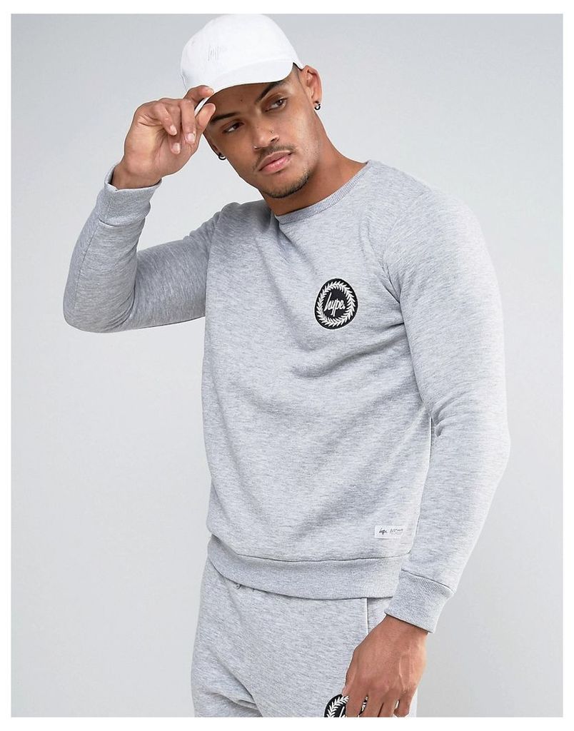 Hype Sweatshirt In Grey With Crest Logo - Grey