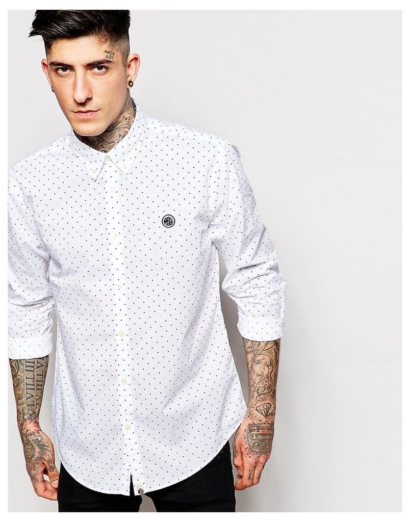 Pretty Green Shirt In Regular Fit with Polka Dot Print - White