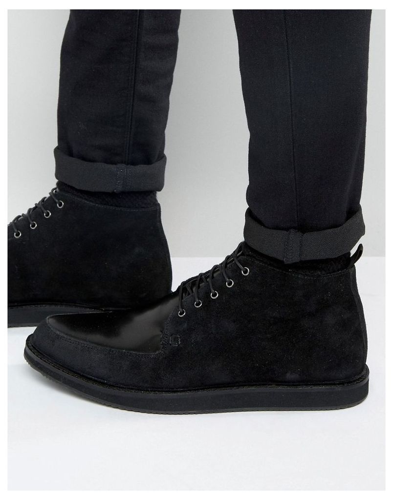 ASOS Brothel Creeper Boots in Black Leather and Suede Mix - Black