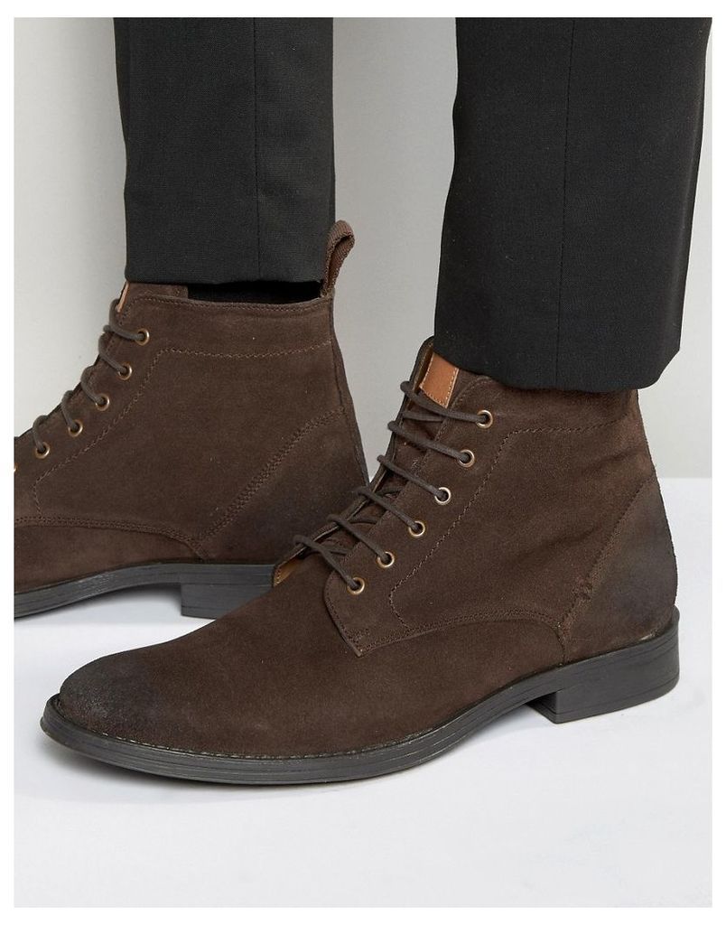 Dead Vintage Lace Up Boots Brown Suede - Brown
