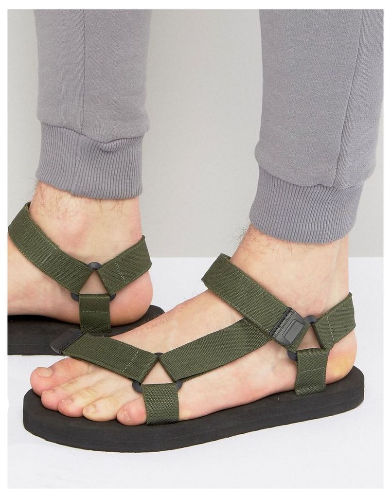ASOS Sandals With Khaki Nylon Straps - Khaki