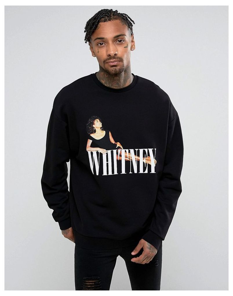 ASOS Oversized Sweatshirt With Whitney Houston Print - Black