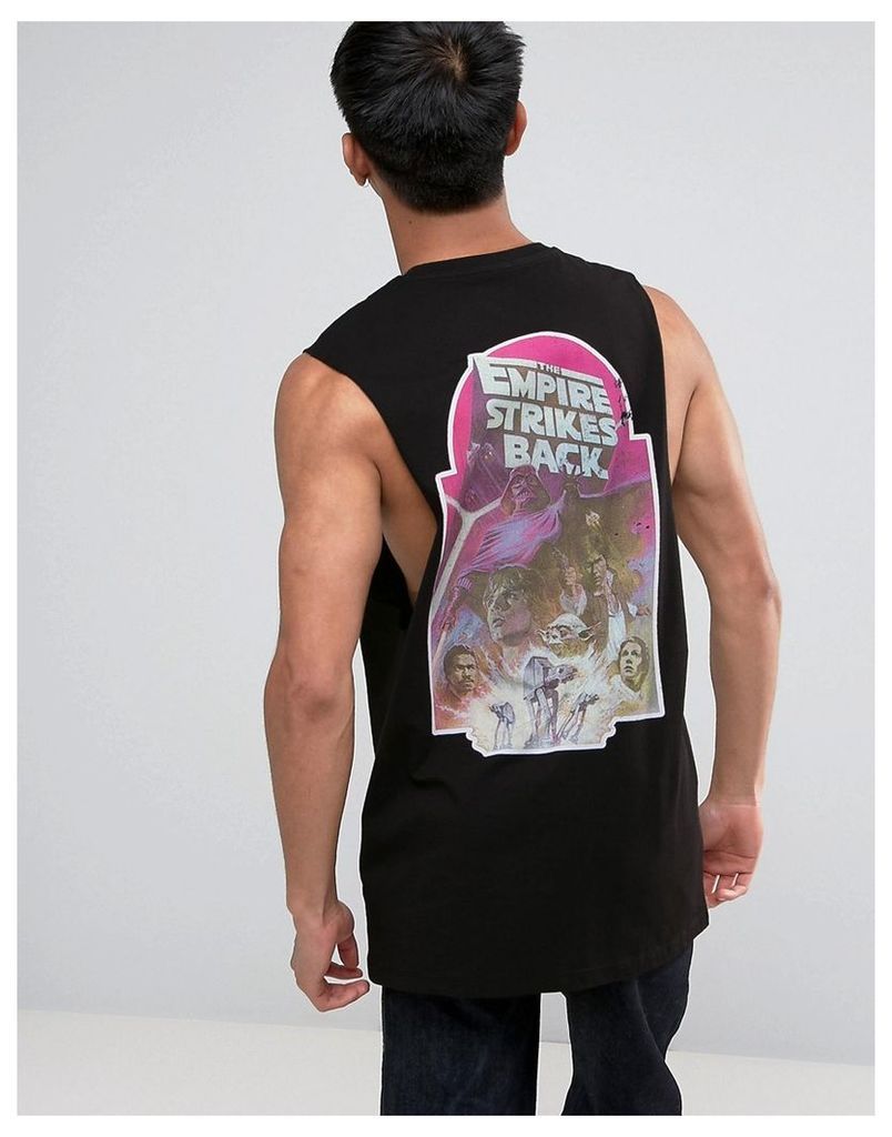 ASOS Star Wars Sleeveless T-Shirt With Empire Strikes Back Front And Back Print - Black