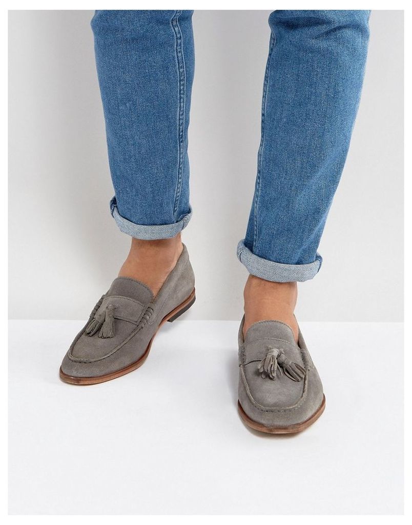 ASOS Loafers In Grey Suede With Tassels - Grey