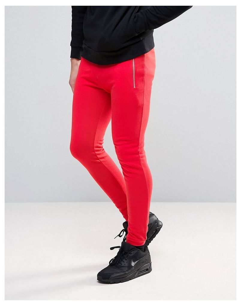 ASOS Super Skinny Joggers With Zips - Blood red