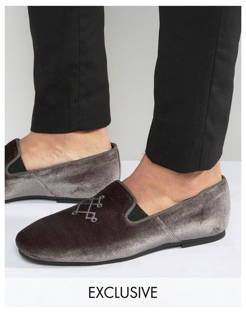Hudson London Exclusive to ASOS Velvet Loafers - Grey