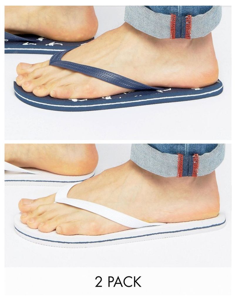 ASOS Flip Flops 2 Pack In Navy And White SAVE - Multi