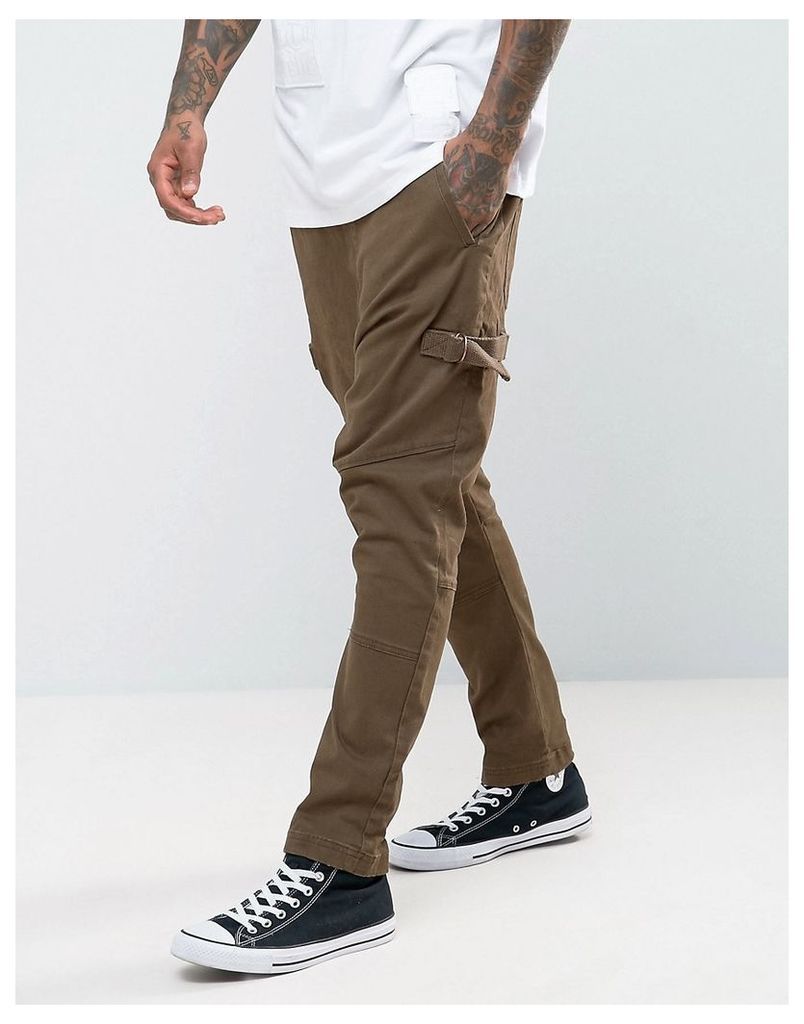 ASOS Drop Crotch Joggers With Taping In Brown - Light brown