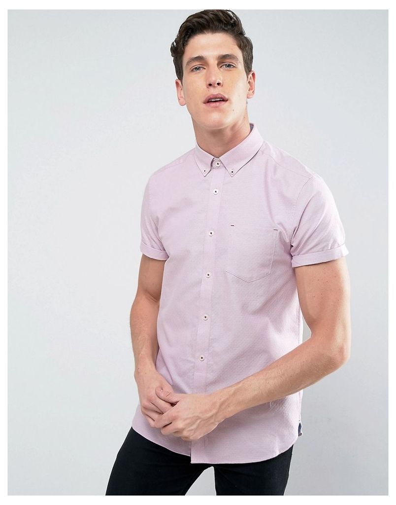 Burton Menswear Slim Smart Shirt In Dobby - Pink