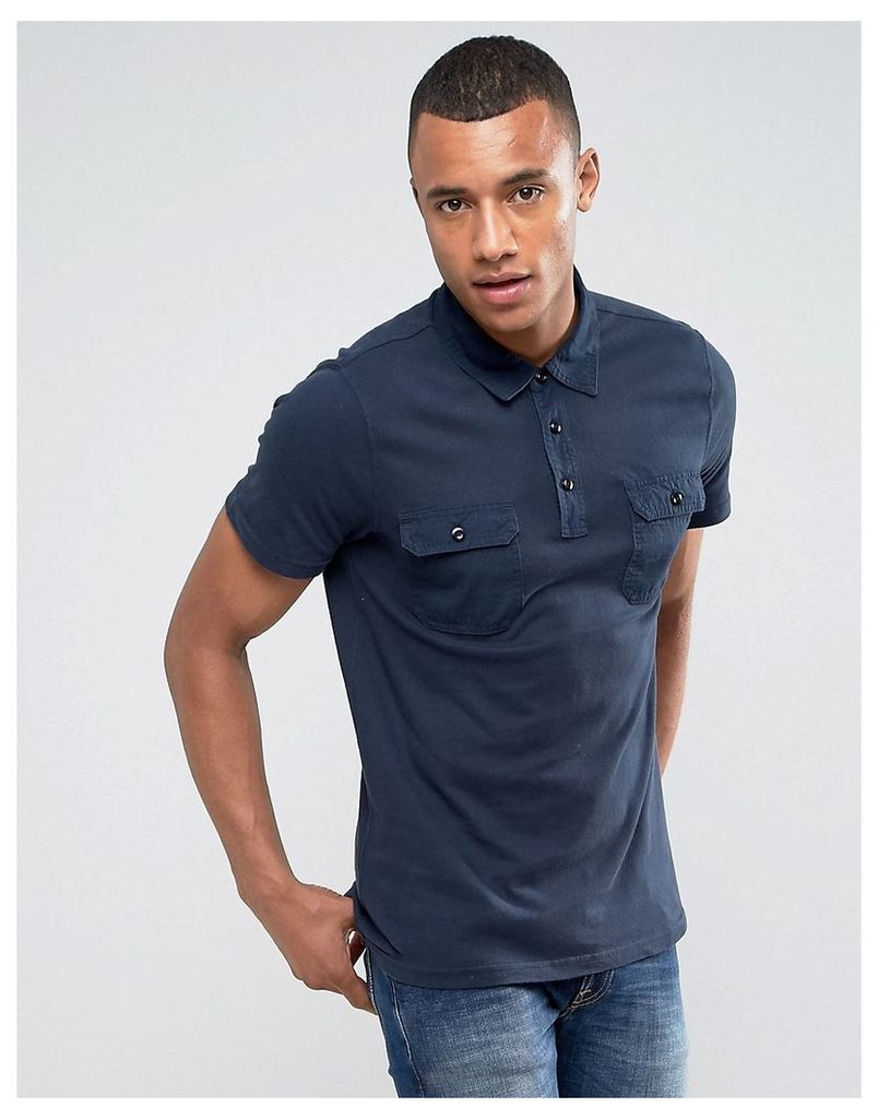 Abercrombie & Fitch Military Muscle Slim Fit Polo Jersey in Navy - Navy