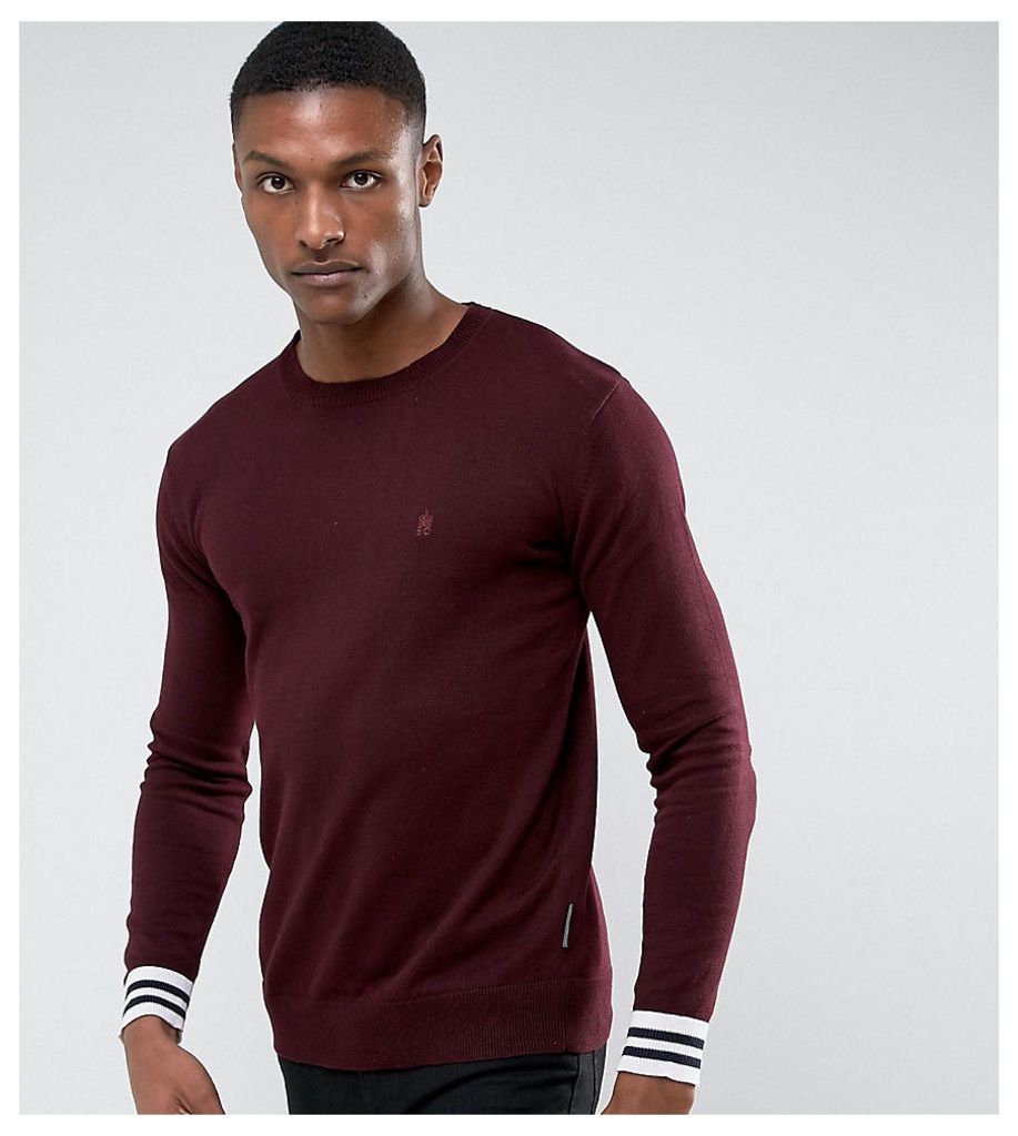 French Connection TALL Crew Neck Knitted Jumper with Contrast Cuff - Red