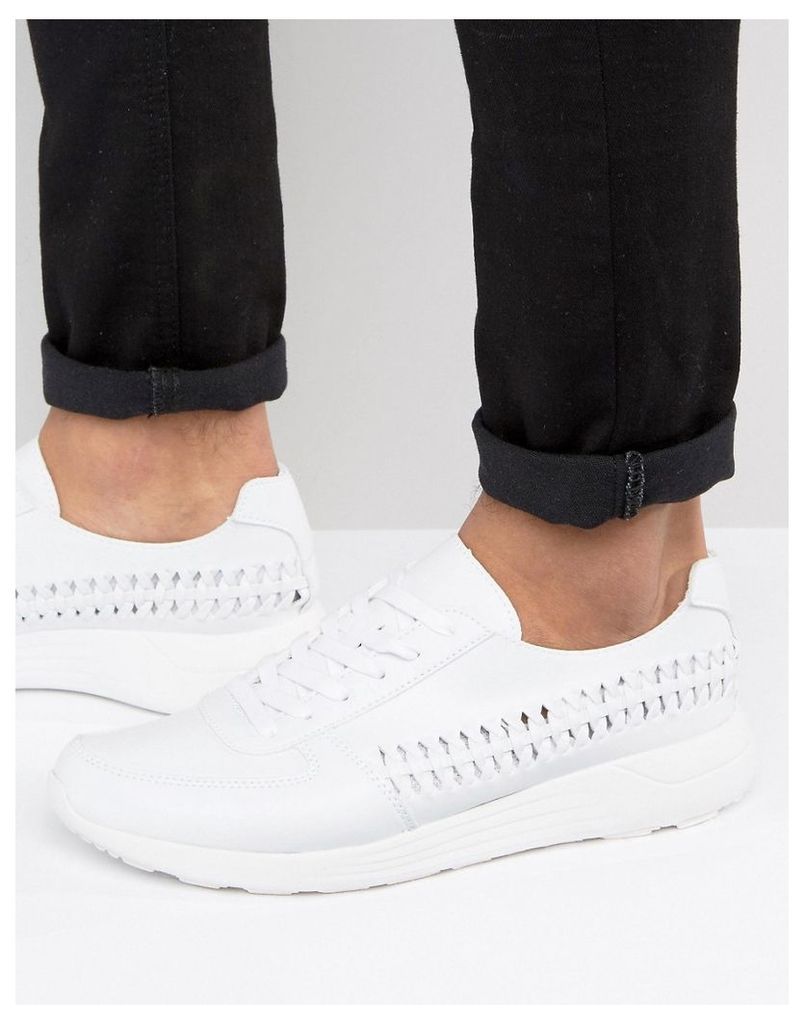 ASOS Trainers In White With Woven Detail - White