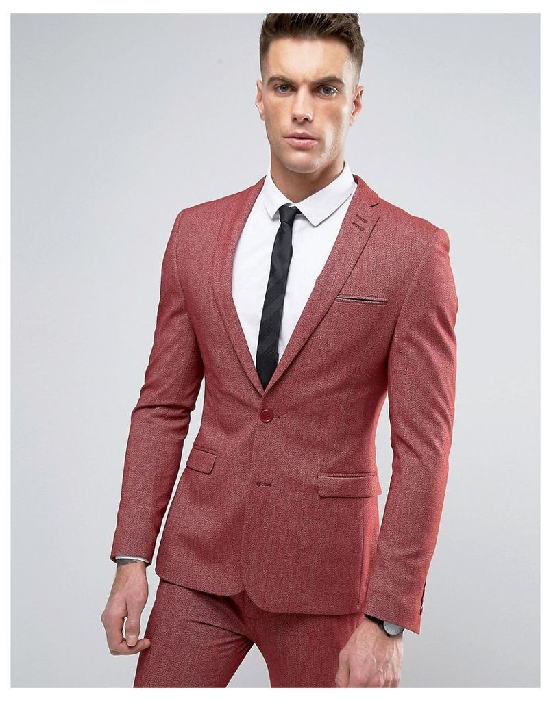 ASOS Super Skinny Suit Jacket In Red Twist - Wine twist