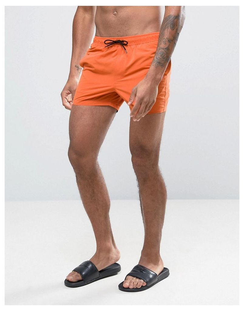 ASOS Swim Shorts In Orange Short Length - Orange