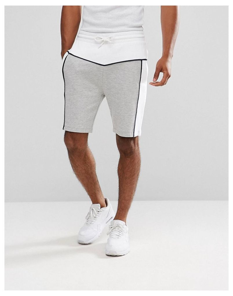 ASOS Jersey Shorts With Cut & Sew - White