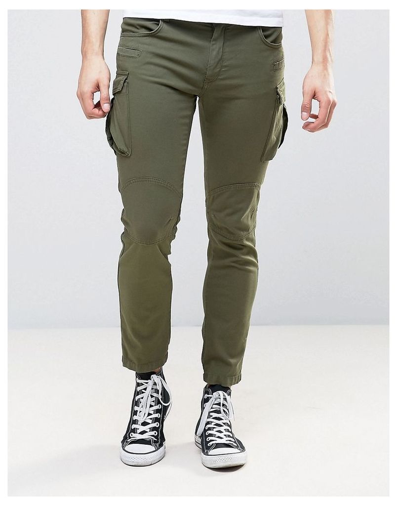 Sisley Cargo Trousers In Slim Fit - Khaki