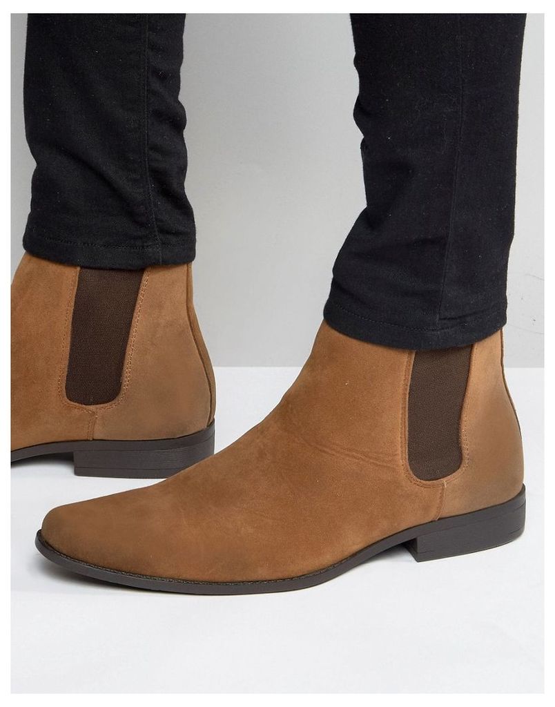 chelsea boots in tan faux suede-Brown