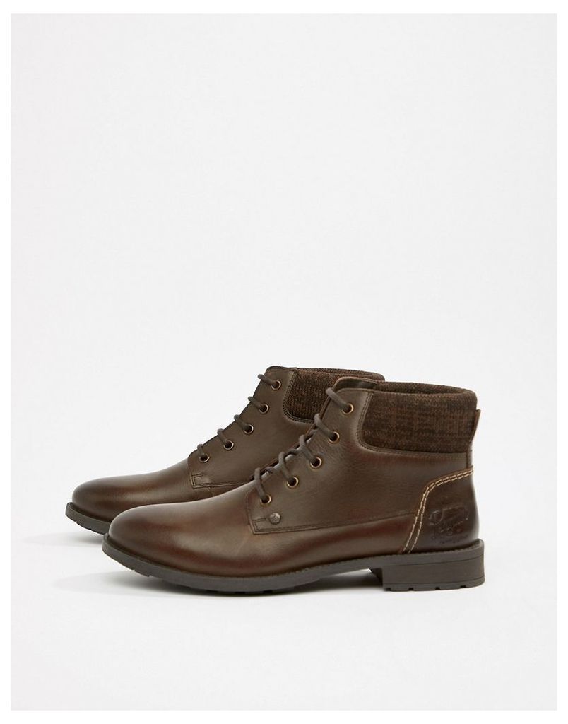 Leather Lace Up Boots in Brown