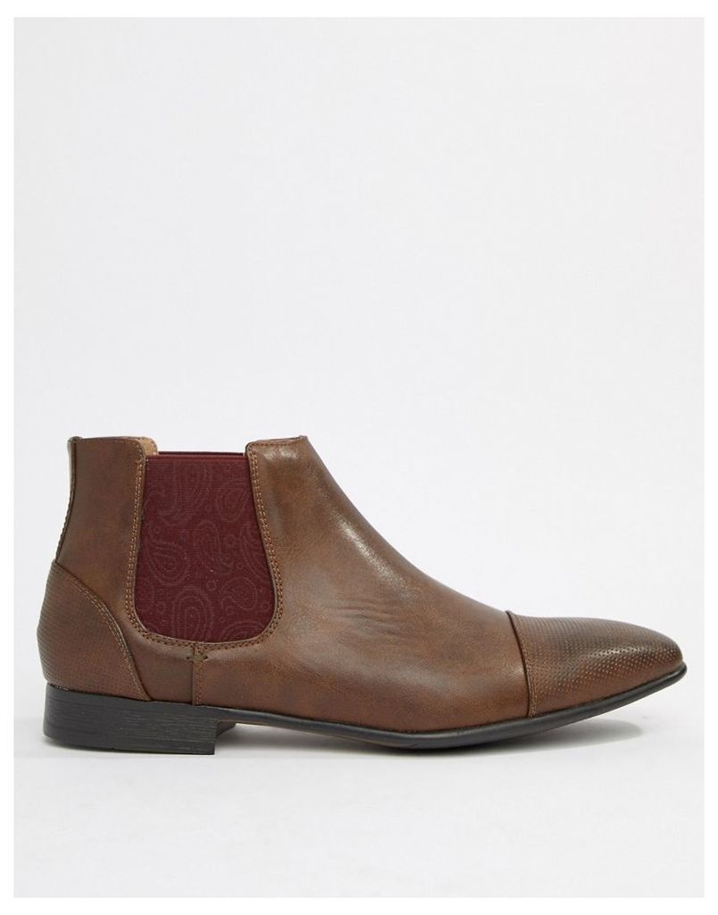 Chelsea Boot with Paisley Gusset in Brown
