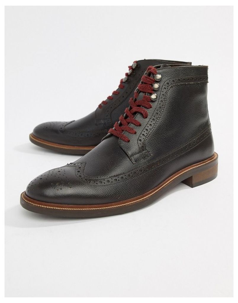 Dune Lace Up Brogue Boots In Brown