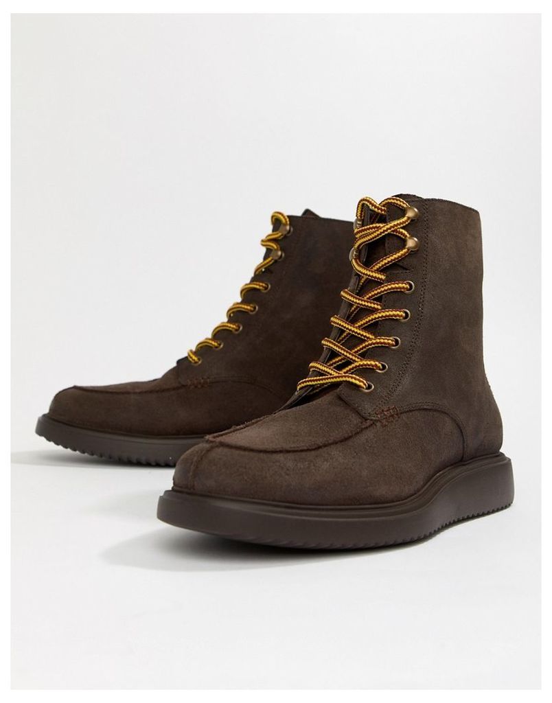 H By Hudson Belper lace up boots in brown suede