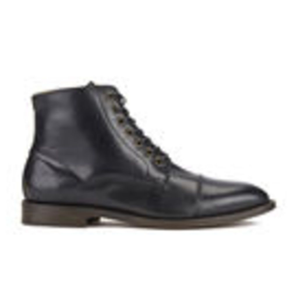 Hudson London Men's Seymour Leather Toe Cap Lace Up Boots - Black - UK 10