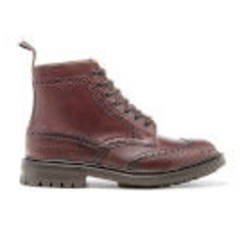 Tricker's Men's Stow Leather Commando Sole Lace Up Brogue Boots - Burgundy - 7 - Burgundy