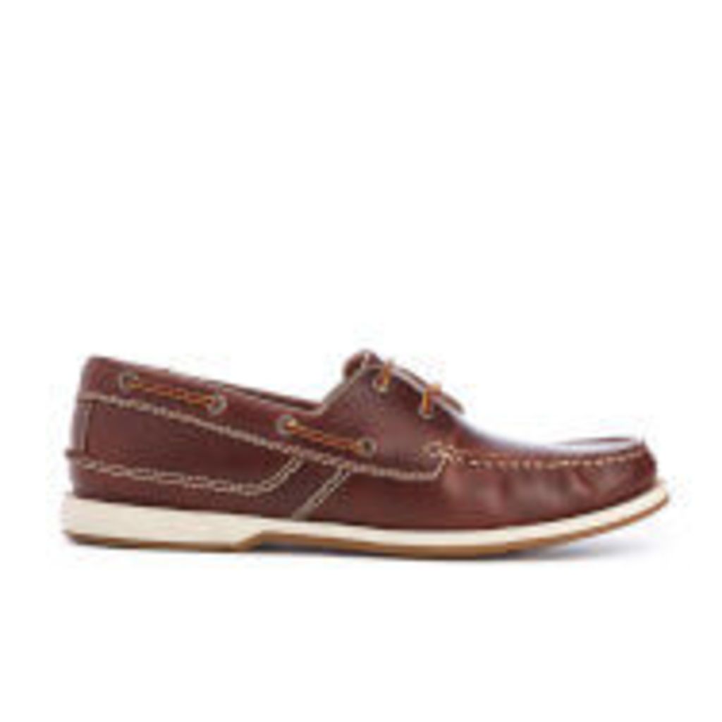 Clarks Men's Fulmen Row Leather Boat Shoes - Dark Tan - UK 7