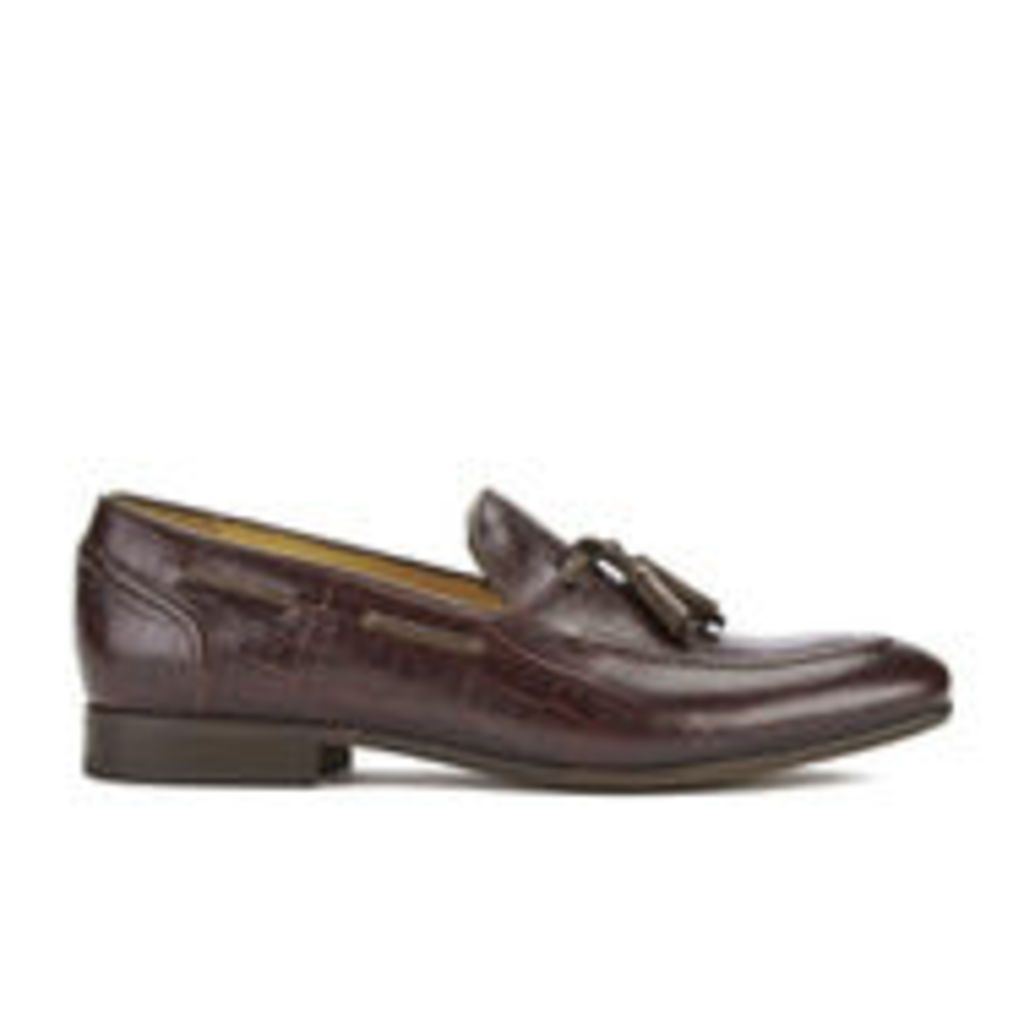 H Shoes by Hudson Men's Pierre Croc Leather Tassle Loafers - Brown - UK 11