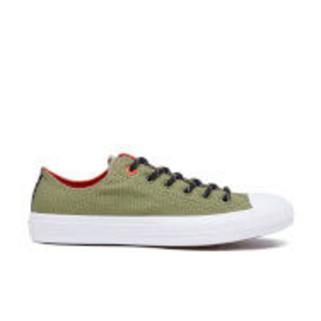 Converse Men's Chuck Taylor All Star II Shield Canvas Low Top Trainers - Fatigue Green/Signal Red - UK 10